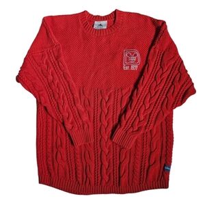 Disney Spirit Jersey Holiday Red Cable Knit Sweater Size XS